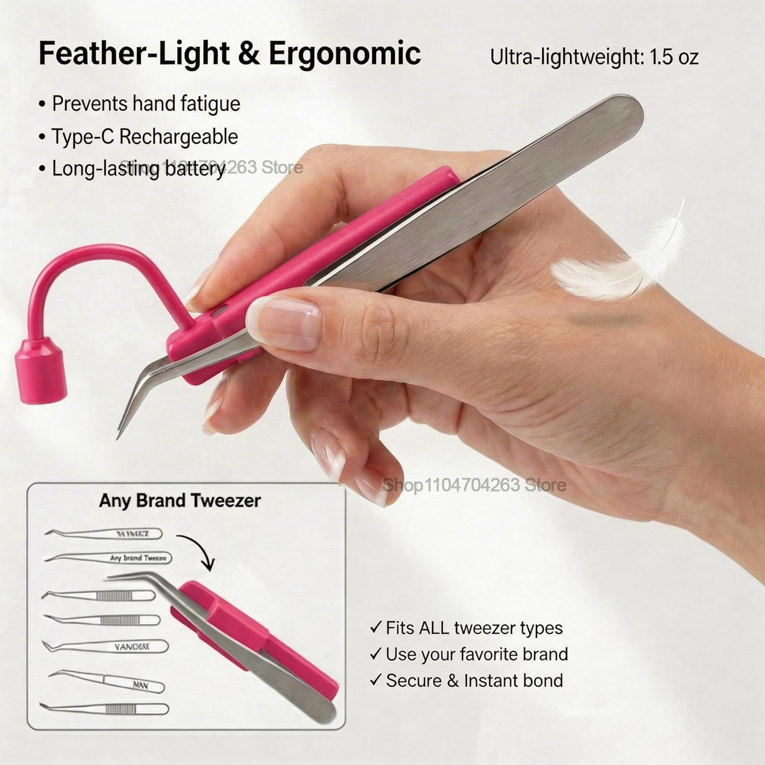 미니 UV 속눈썹 라이트 180 °   핀셋용 회전 부 - Lash Extension Tweezers 리뷰 및 가격